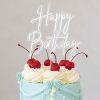 Silver Layered Happy Birthday Cake Topper