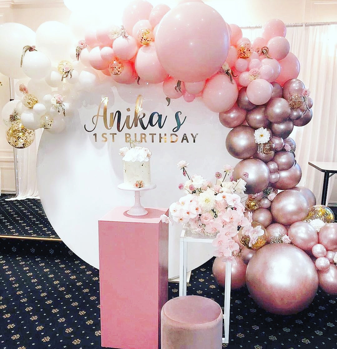 How Balloon Arches Can Shape the Flow of an Event  - Half Arch in Custom Colours Confetti Jumbo Balloons