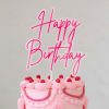 Hot Pink Layered Happy Birthday Cake Topper