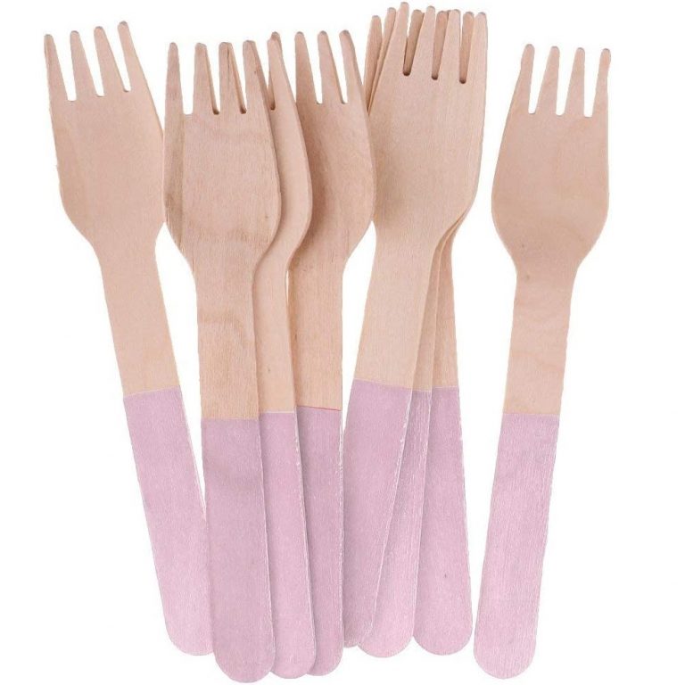 Pink Wooden Forks Party Splendour