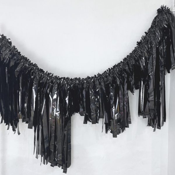 Metallic Black Streamer Garland 2m