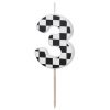 Black & White Check Number 3 Candle