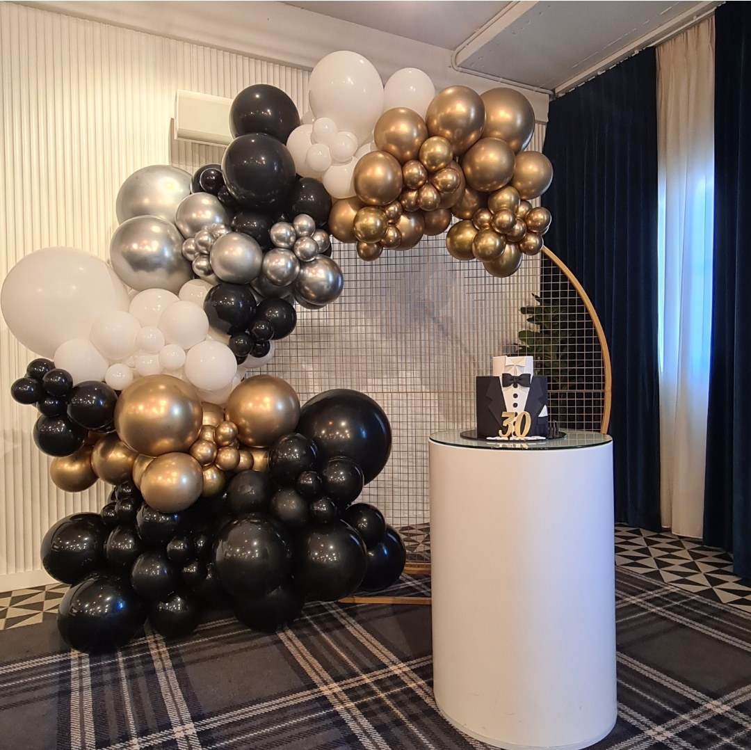 Jumbo Helium Balloon Bouquets that Wow (with Examples)  - Organic Garland with Chrome