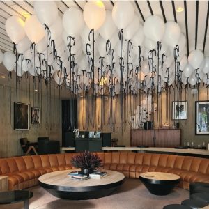 Inflated Latex Ceiling Balloons with Satin Bows