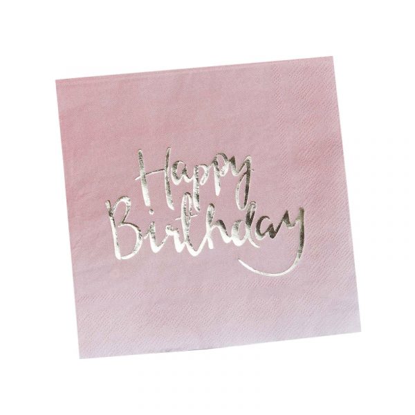 Pink Ombre Happy Birthday Napkins