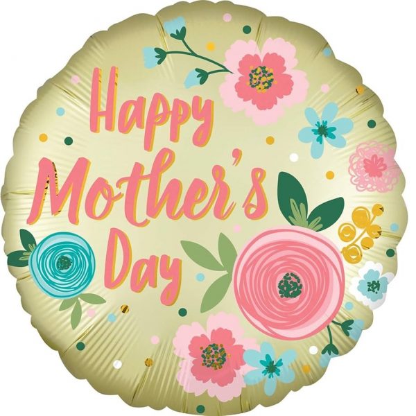 Happy Mothers Day Satin Floral Foil Balloon
