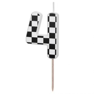 Black & White Check Number 4 Candle