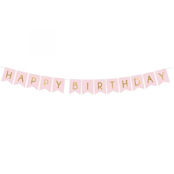 Pink Happy Birthday Banner