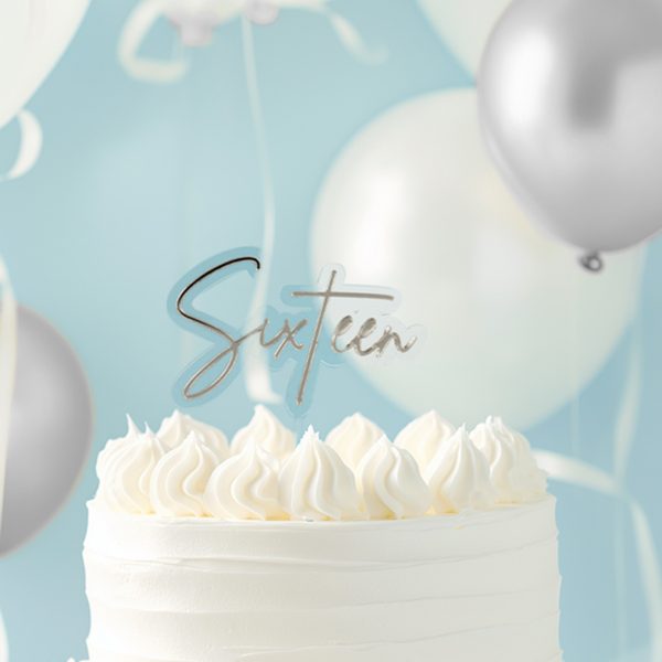 Silver Layered Sixteen Cake Topper - Image 2