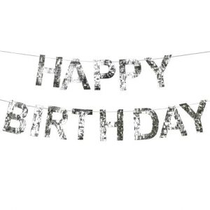 Silver Fringe Happy Birthday Banner