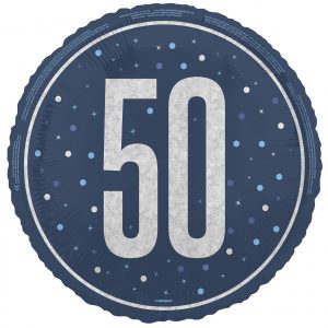 Blue 50 Prismatic Foil Balloon
