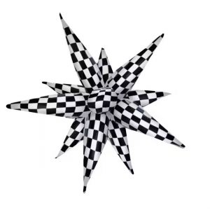 Checkered Starburst Foil Balloon